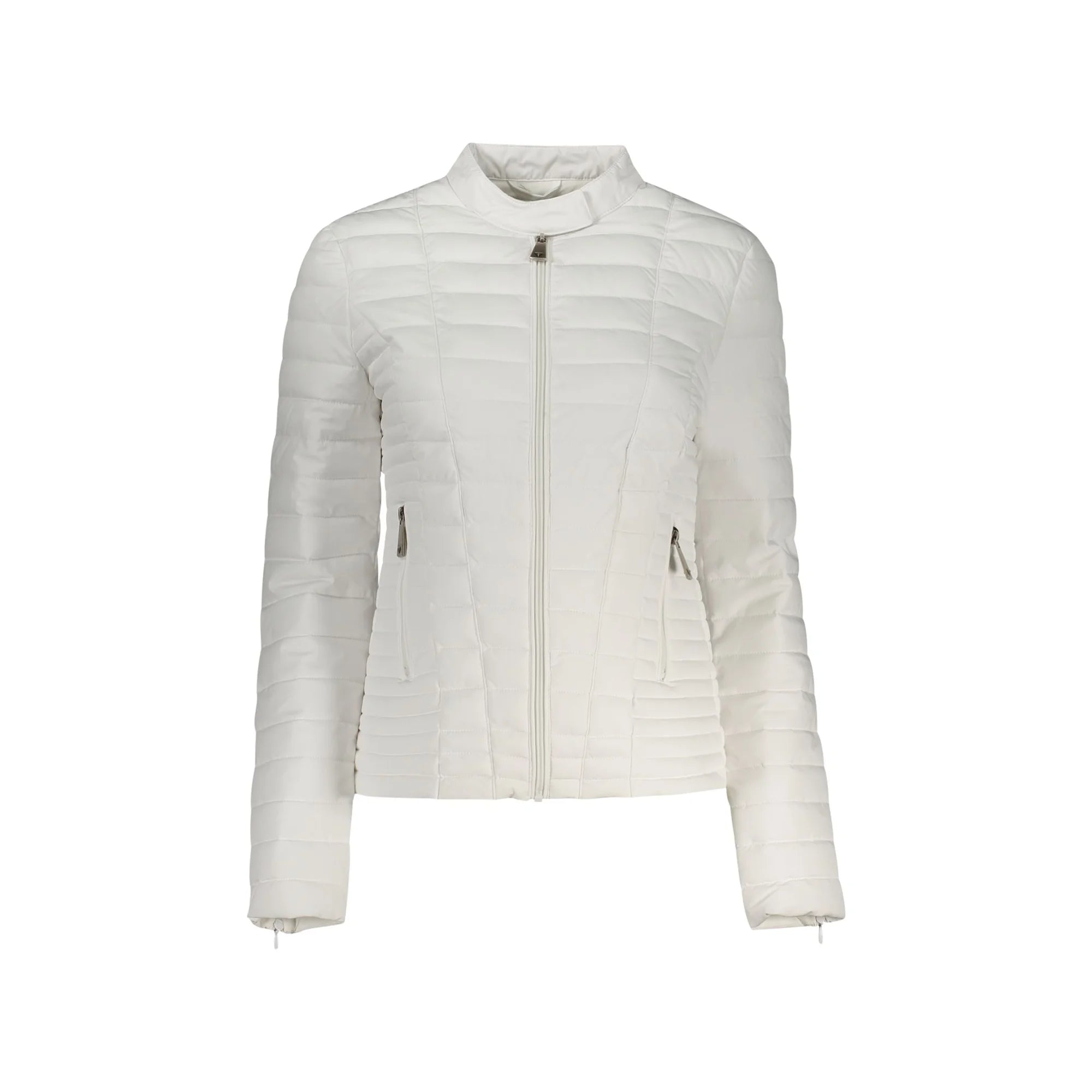 Guess Jeans Giubbotto Maniche Lunghe Donna Bianchi Zip Logo Giubbotti e Giacche Bianco - foto prodotto